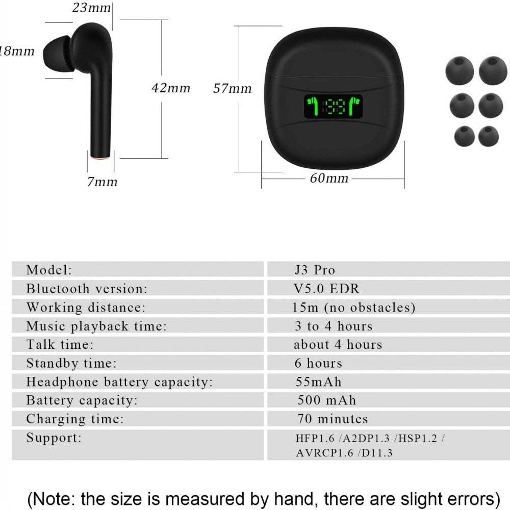 AirPulse™ LED Display Wireless Earbuds – Bluetooth 5.0 Hi-Fi Noise Cancelling Earphones